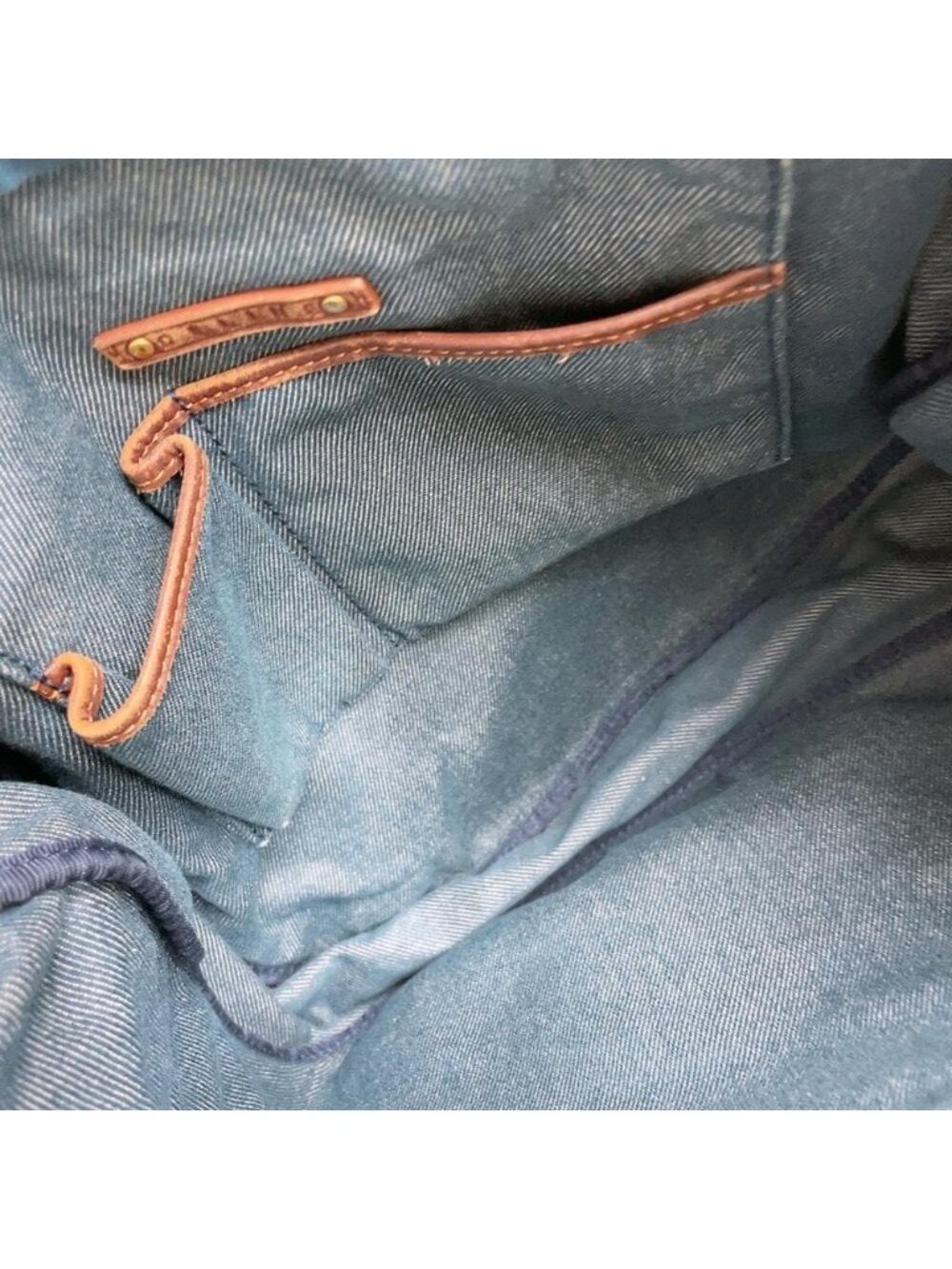 Celine Paris Macadam Denim Shoulder Bag Triomphe Hobo - Picture 7 of 8